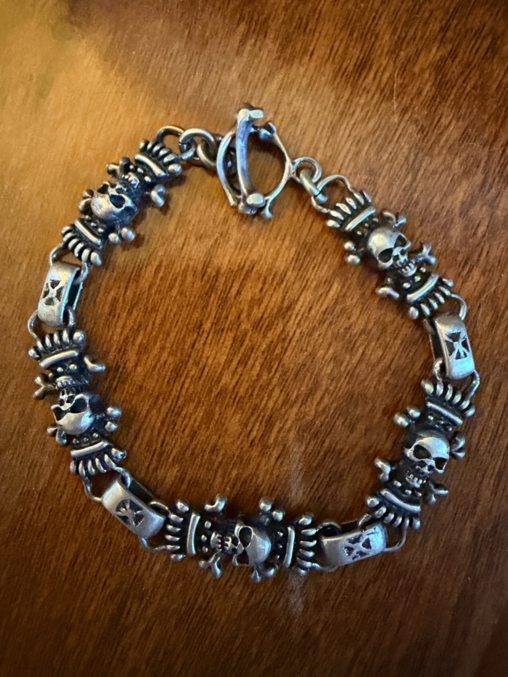 925 Sterling Silver Skull & Crossbones Bracelet